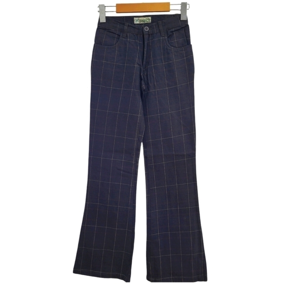 Haband Women's Grey Plaid Flared Cotton Pants Size 24 NWT - Picture 2 of 7